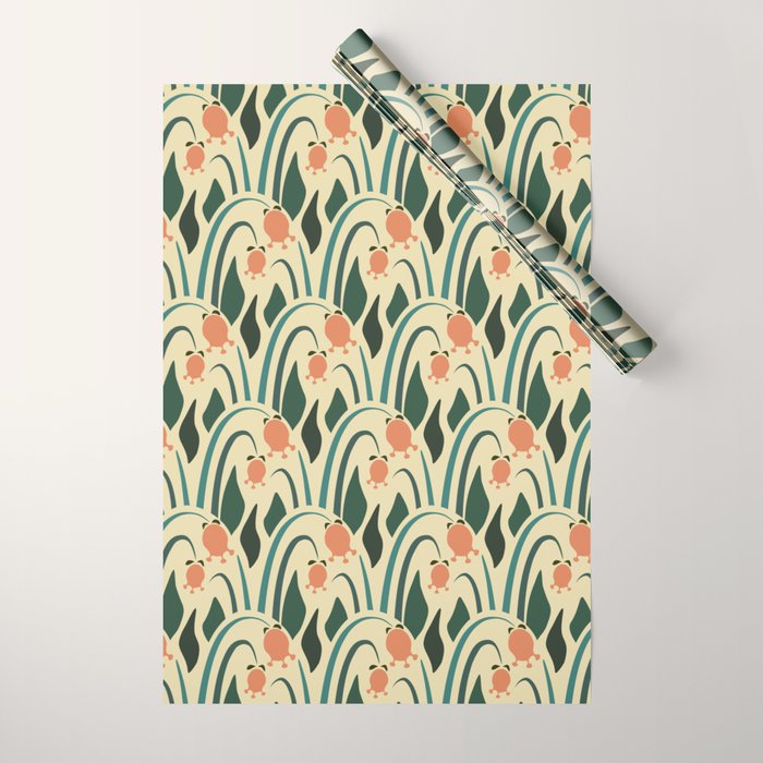 a lot of flowers for art deco green Wrapping Paper Gallery Image 1
