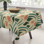 a lot of flowers for art deco green Tablecloth Gallery Image 3