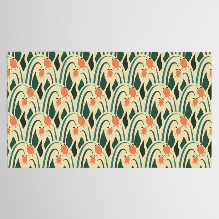 a lot of flowers for art deco green Tablecloth Gallery Image 2