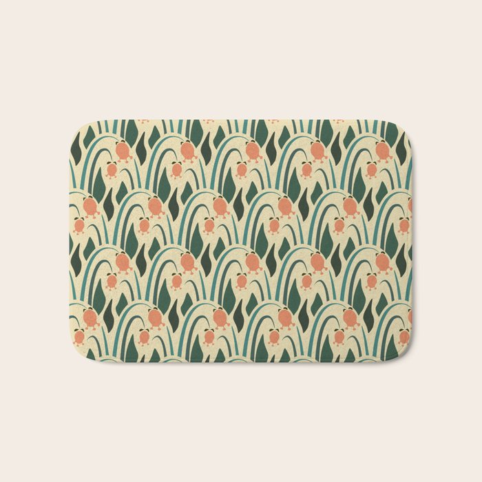 a lot of flowers for art deco green Bath Mat Gallery Image 1