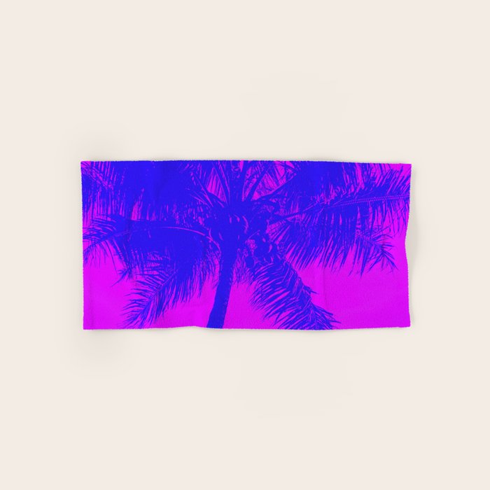Palm Tree Pink Purple Summer Beach Bath Towel Gallery Image 1