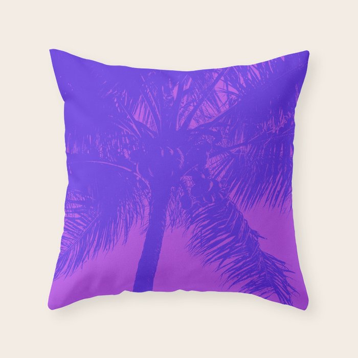 Palm Tree Pink Purple Summer Beach Throw Pillow Gallery Image 6