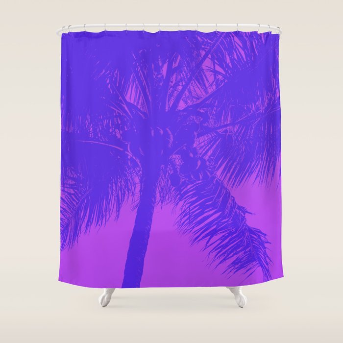 Palm Tree Pink Purple Summer Beach Shower Curtain Gallery Image 1