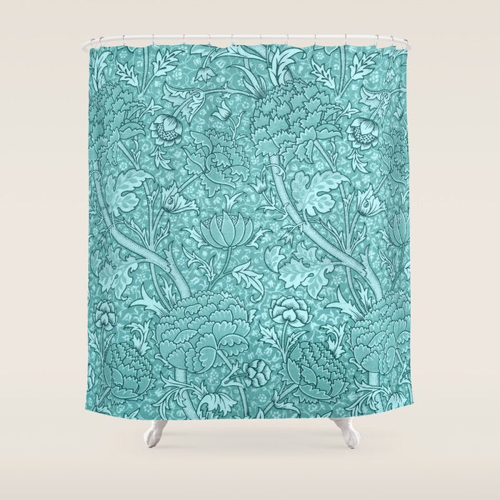William Morris "Cray" 8. turquoise Shower Curtain Gallery Image 1