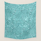 William Morris "Cray" 8. turquoise Wall Tapestry Gallery Image 4