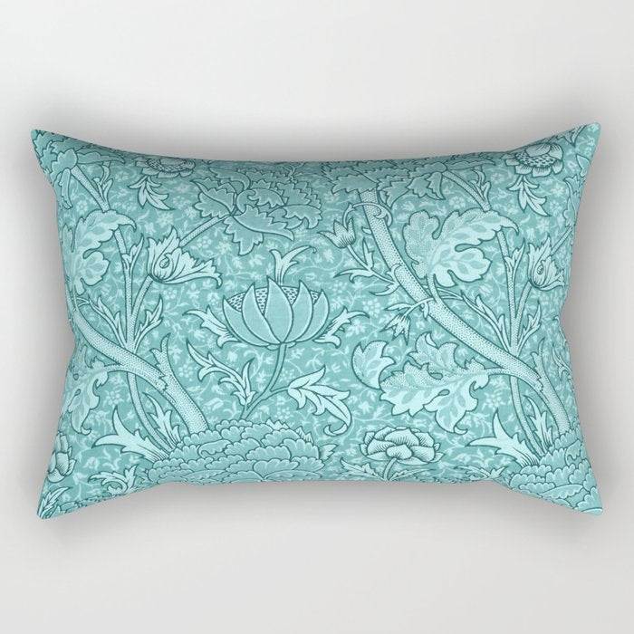 William Morris "Cray" 8. turquoise Rectangular Pillow Gallery Image 1