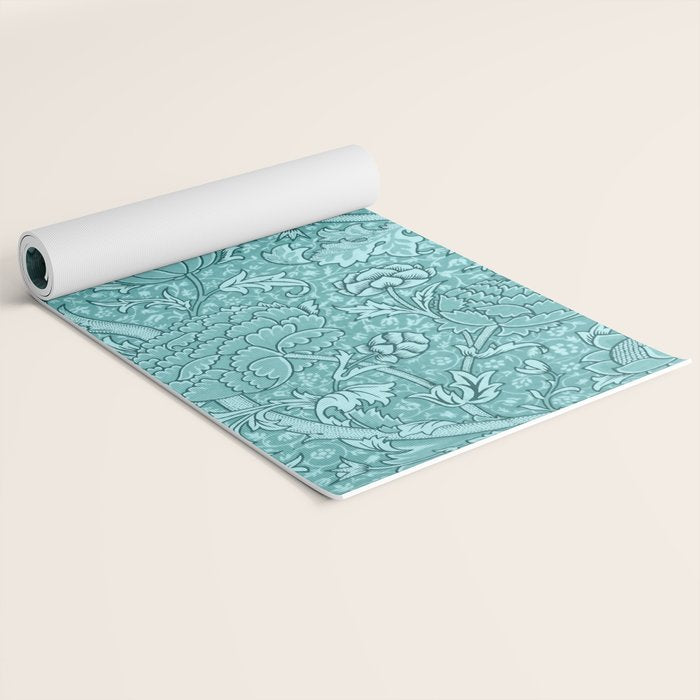 William Morris "Cray" 8. turquoise Yoga Mat Gallery Image 2