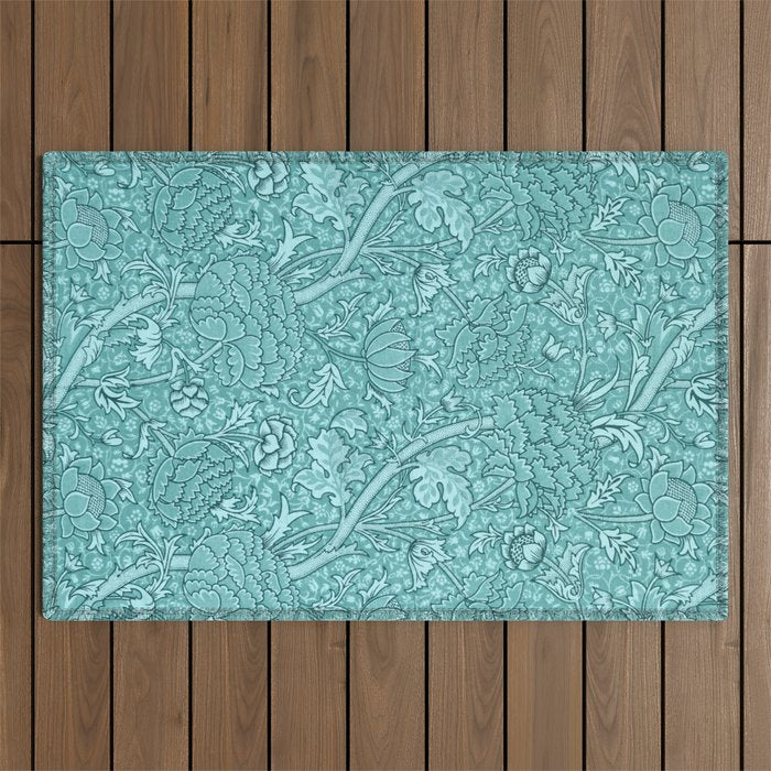 William Morris "Cray" 8. turquoise Outdoor Rug Gallery Image 1