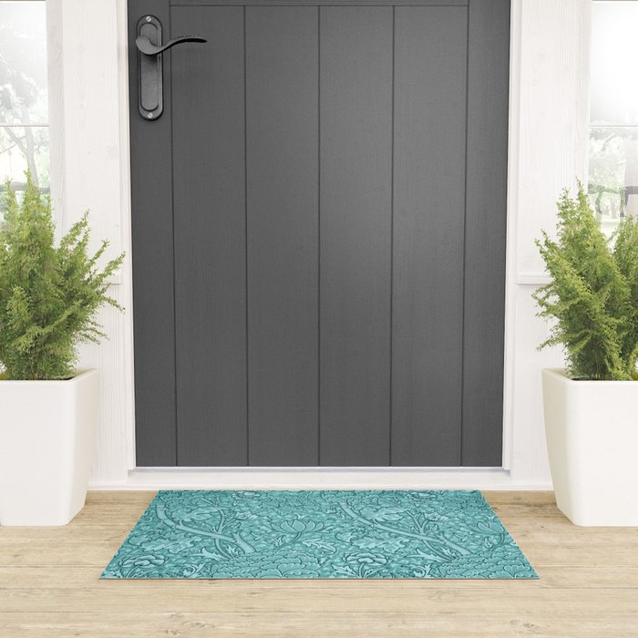 William Morris "Cray" 8. turquoise Welcome Mat Gallery Image 3