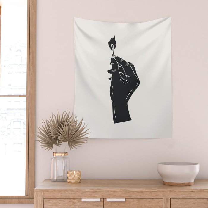 Strike a Light White Background Wall Tapestry Gallery Image 2