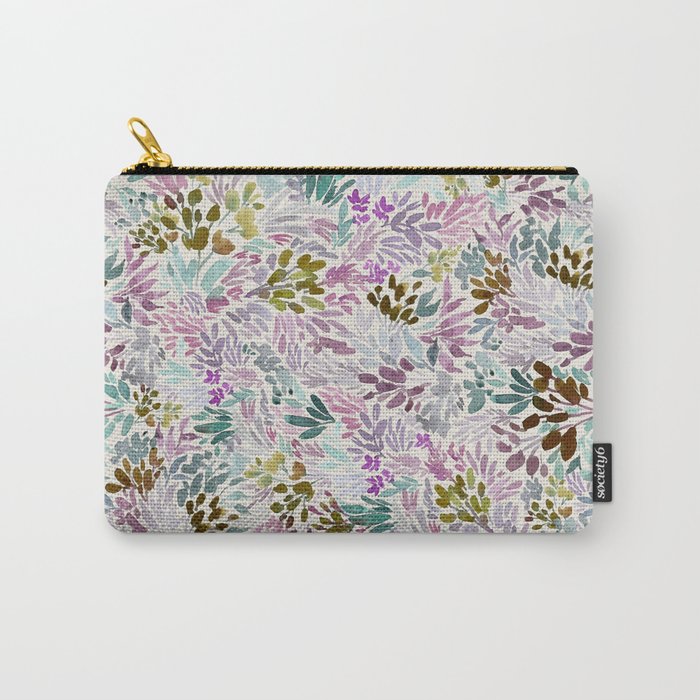 Beige Tory Flowers Carry All Pouch Gallery Image 1