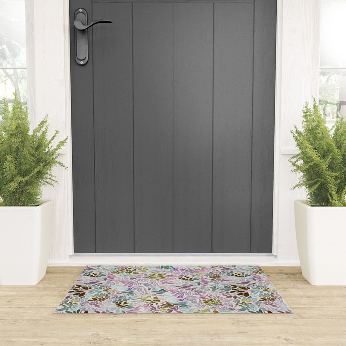 Beige Tory Flowers Welcome Mat Gallery Image 3