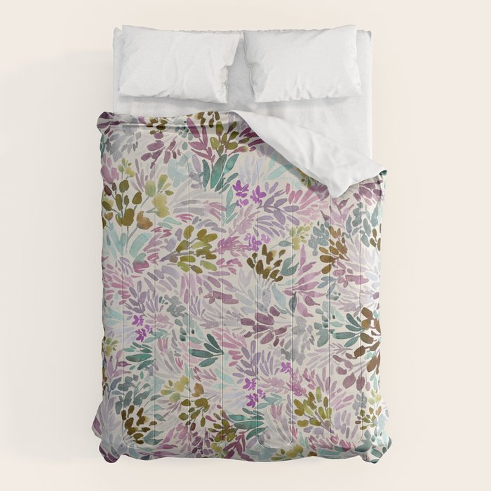 Beige Tory Flowers Comforter Gallery Image 1
