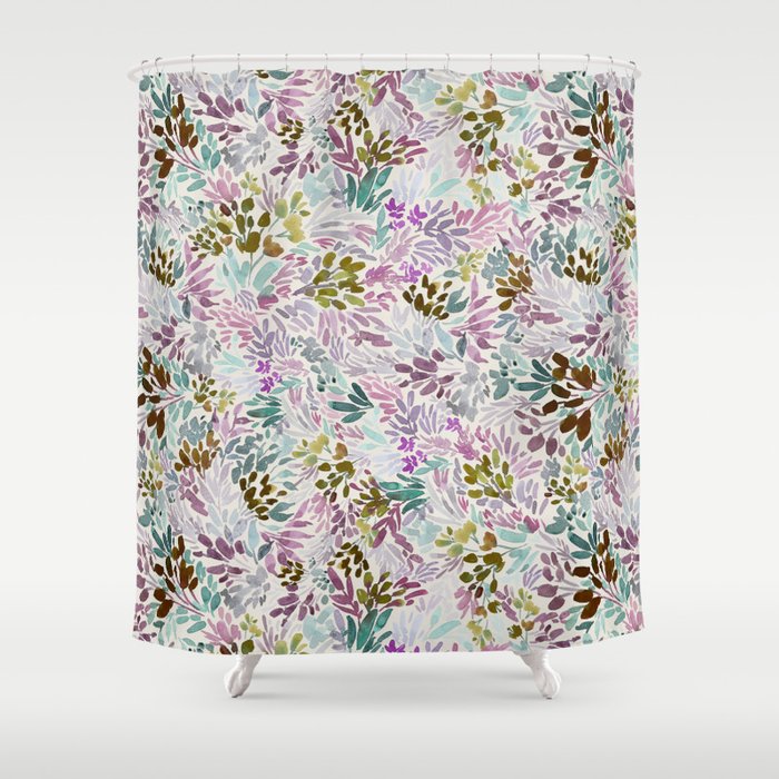 Beige Tory Flowers Shower Curtain Gallery Image 1