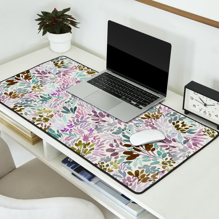 Beige Tory Flowers Desk Mat Gallery Image 2