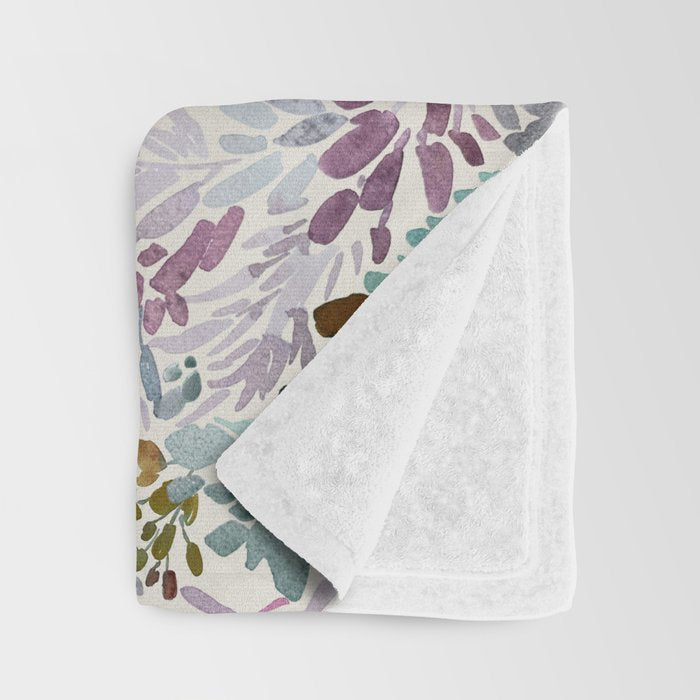 Beige Tory Flowers Throw Blanket Gallery Image 3