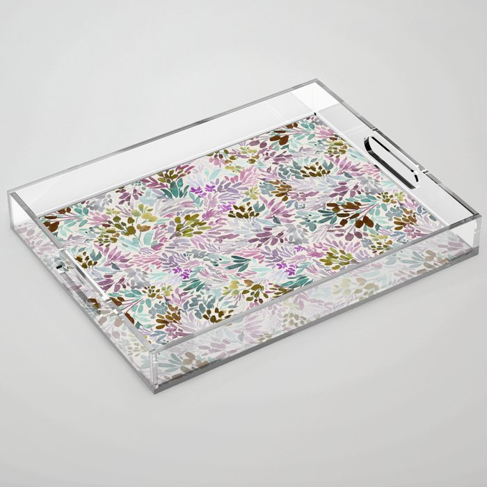 Beige Tory Flowers Acrylic Tray Gallery Image 1