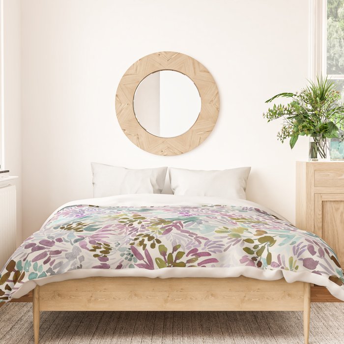 Beige Tory Flowers Duvet Cover Gallery Image 3