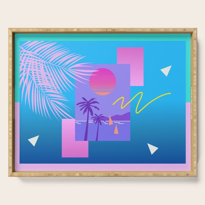 Memphis pattern 80 - 80s / 90s Retro / summer palm tree Serving Tray Gallery Image 1