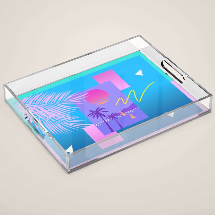 Memphis pattern 80 - 80s / 90s Retro / summer palm tree Acrylic Tray Gallery Image 1