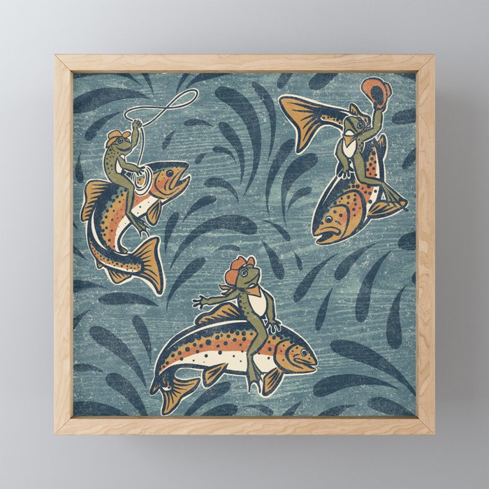 Rodeo Frogs - Blue Mini Art Print Gallery Image 1
