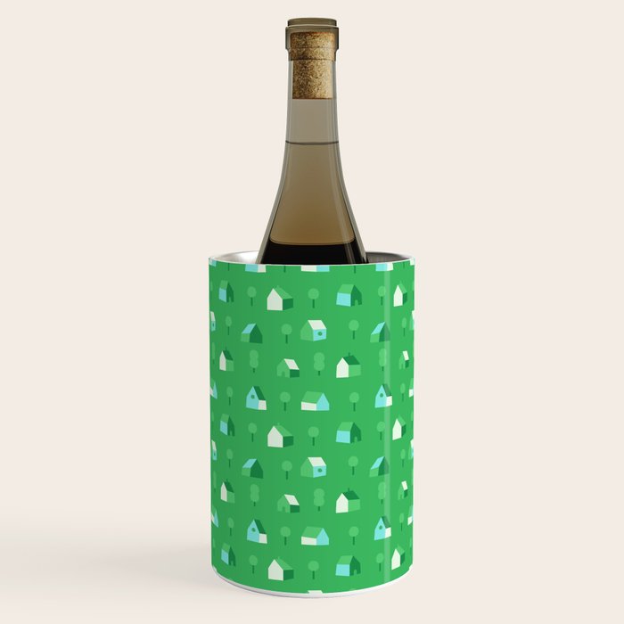 Green eco friendly house city pattern Wine Chiller Gallery Image 2