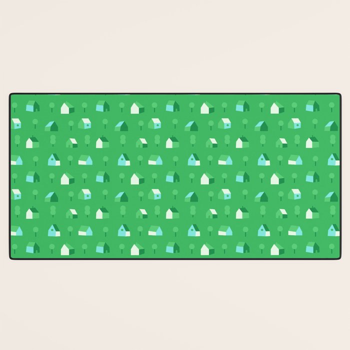 Green eco friendly house city pattern Desk Mat Gallery Image 3