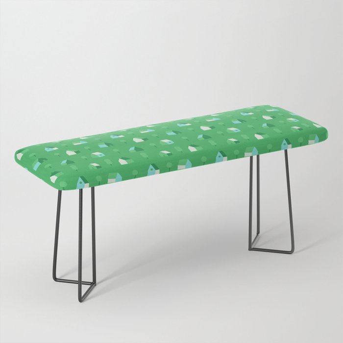 Green eco friendly house city pattern Bench Gallery Image 1
