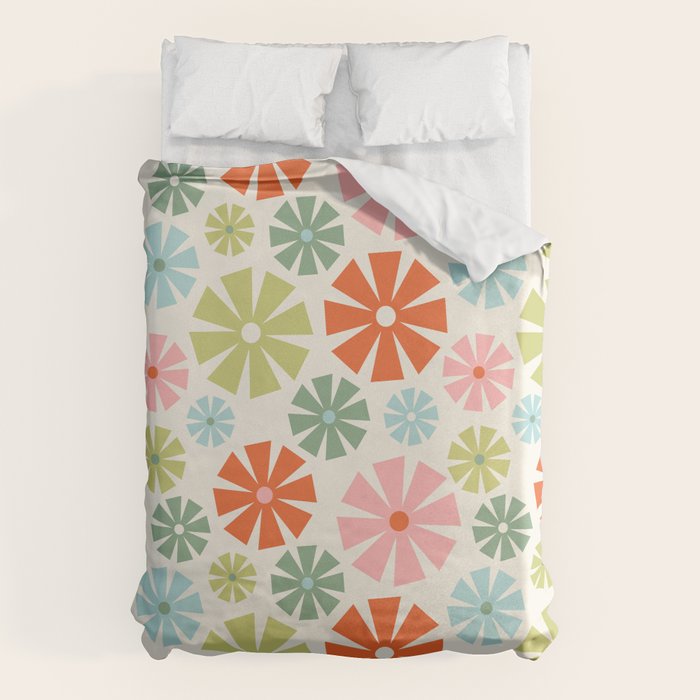 Retro Pinwheel Snowflakes - Holiday Colors Duvet Cover Gallery Image 6