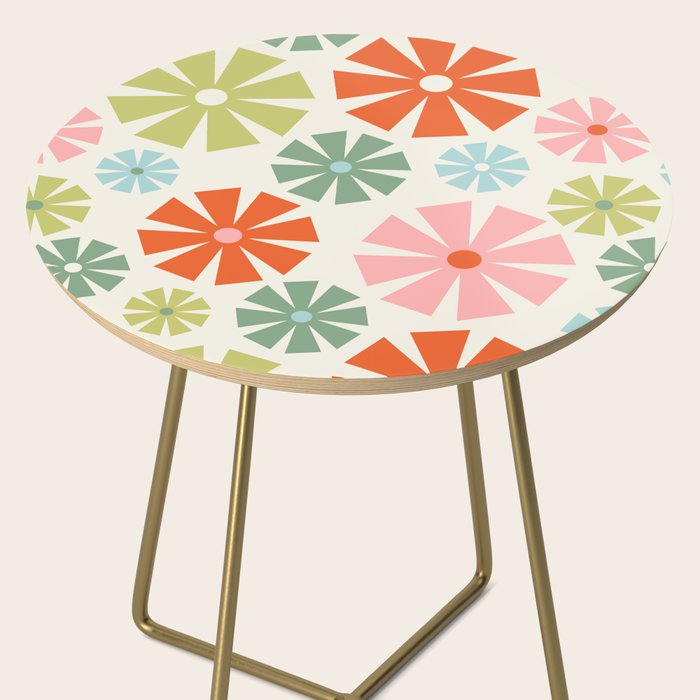 Retro Pinwheel Snowflakes - Holiday Colors Side Table Gallery Image 2