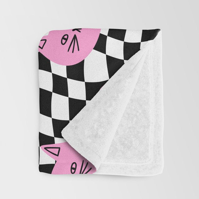 Funny cat cartoon checkered pattern Throw Blanket Gallery Image 3