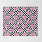 Funny cat cartoon checkered pattern Throw Blanket Gallery Image 2