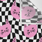 Funny cat cartoon checkered pattern Wall Tapestry Gallery Image 3