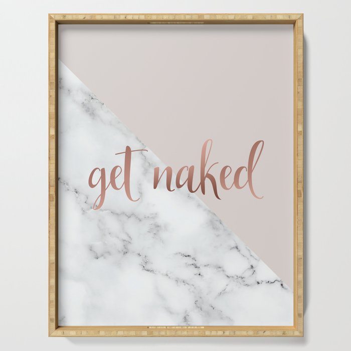 Get Naked, Bathroom Art, Rose Gold, Blush Pink, Marble Serving Tray Gallery Image 1