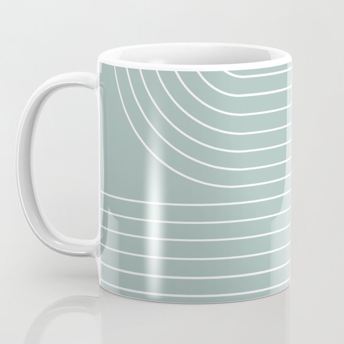 Minimal Line Curvature VII Sage Green Mid Century Modern Arch Abstract Coffee Mug Gallery Image 3