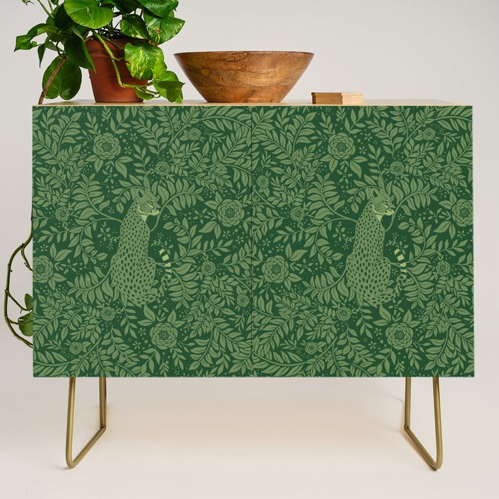 Spring Cheetah Pattern - Forest Green Credenza Gallery Image 1