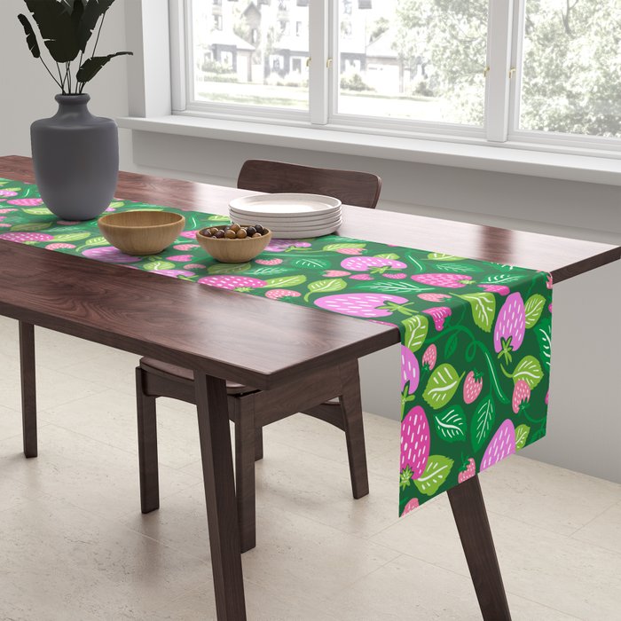 Strawberry Fields - Pink and Green Table Runner Gallery Image 2