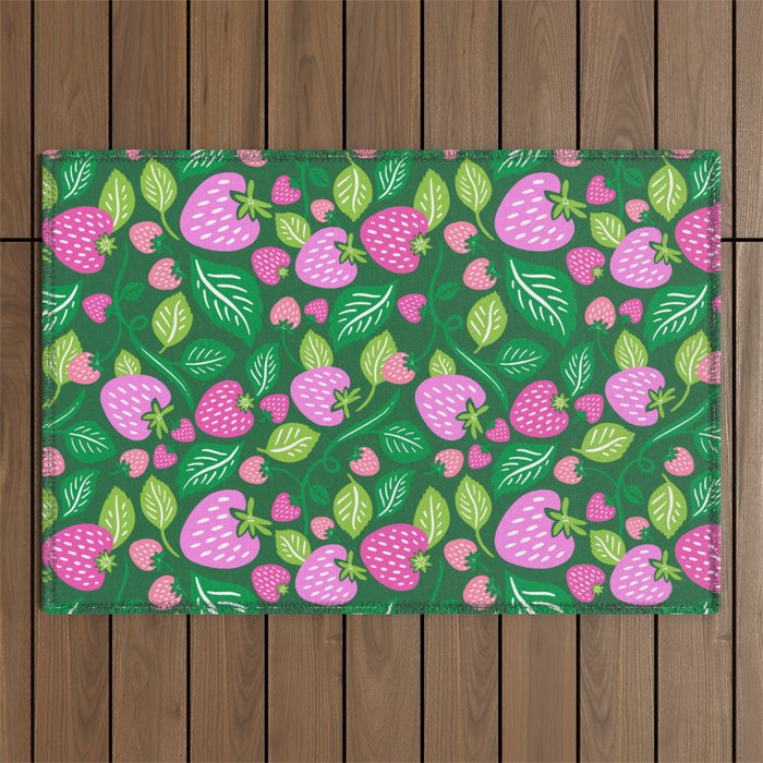Strawberry Fields - Pink and Green Outdoor Rug Gallery Image 1