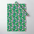 Strawberry Fields - Pink and Green Wrapping Paper Gallery Image 1
