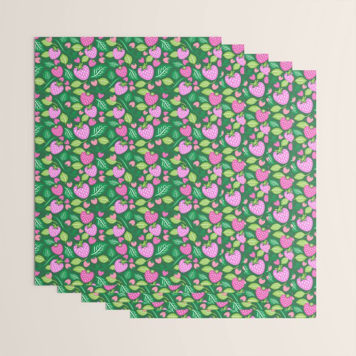 Strawberry Fields - Pink and Green Wrapping Paper Gallery Image 3