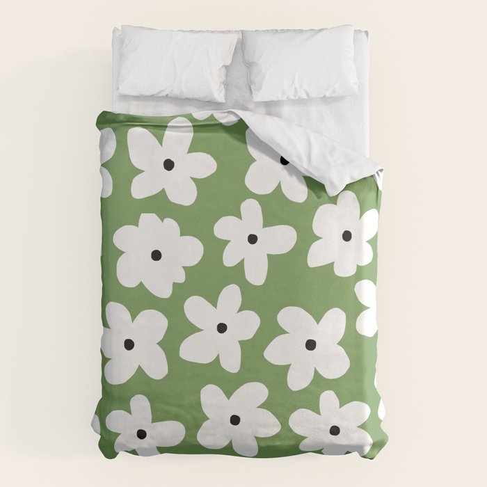 Daisy field - green Duvet Cover Gallery Image 1