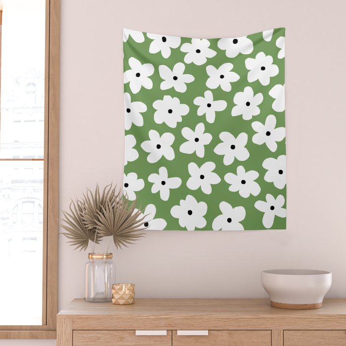 Daisy field - green Wall Tapestry Gallery Image 2