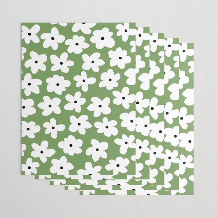 Daisy field - green Wrapping Paper Gallery Image 3