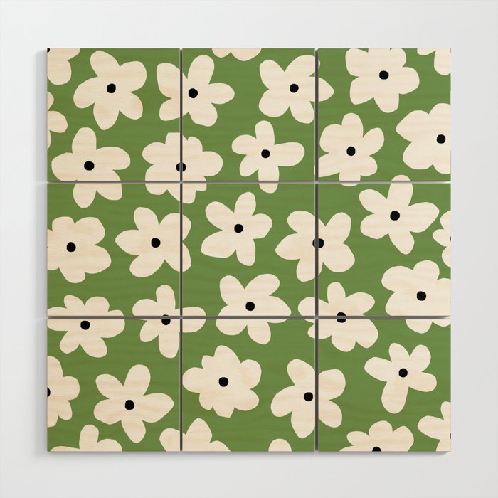 Daisy field - green Wood Wall Art Gallery Image 1
