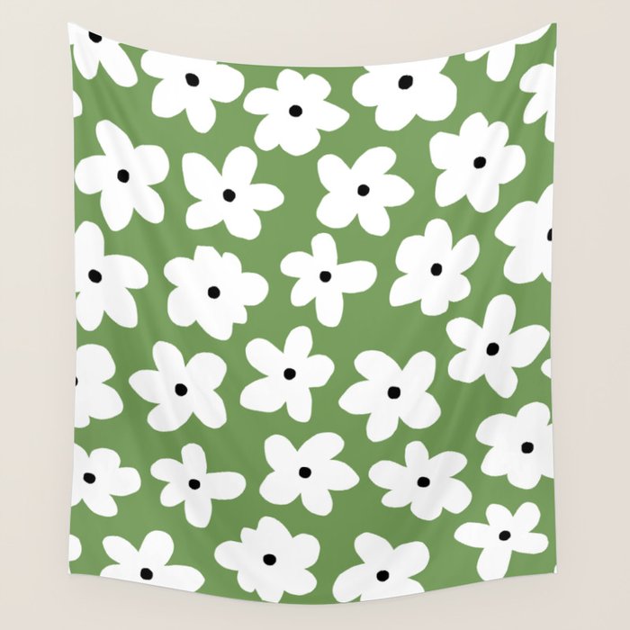 Daisy field - green Wall Tapestry Gallery Image 4