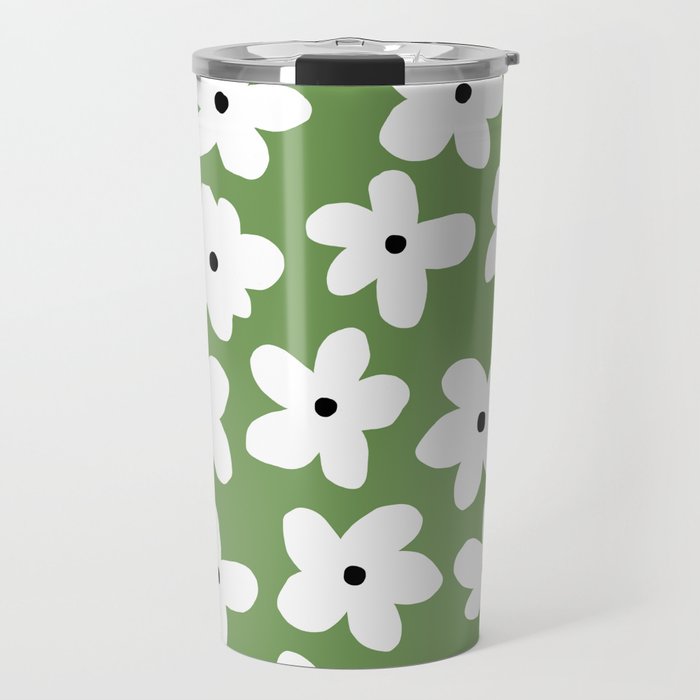 Daisy field - green Travel Mug Gallery Image 1