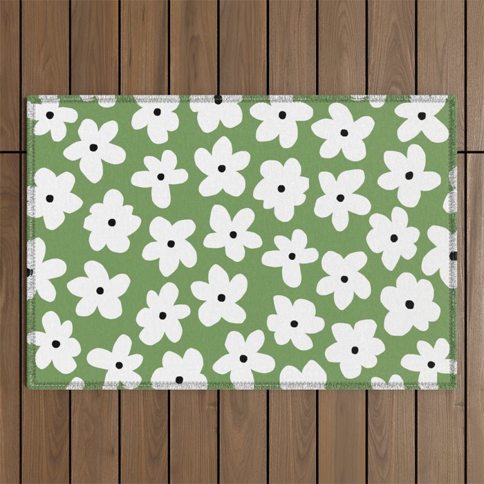 Daisy field - green Outdoor Rug Gallery Image 1