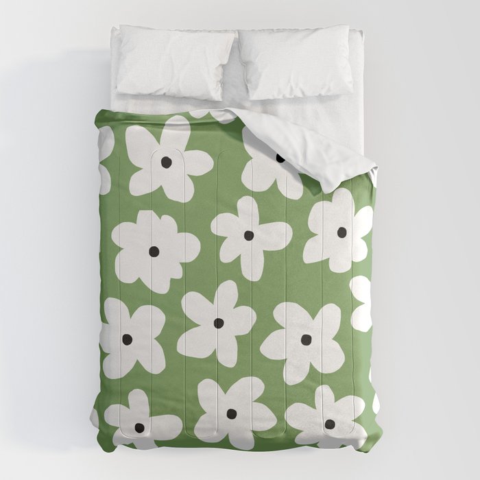 Daisy field - green Comforter Gallery Image 1