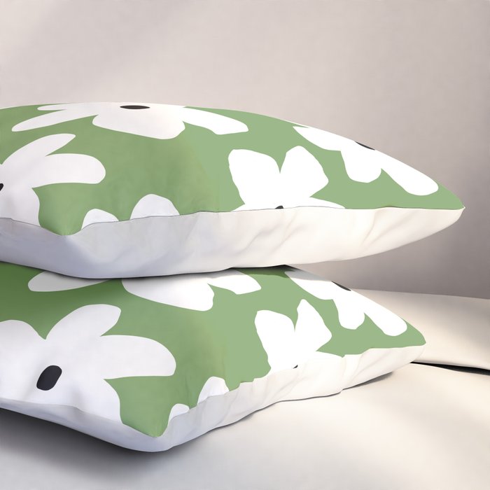 Daisy field - green Pillow Sham Gallery Image 3