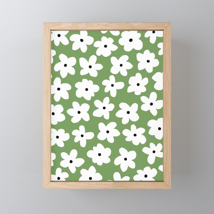 Daisy field - green Mini Art Print Gallery Image 1